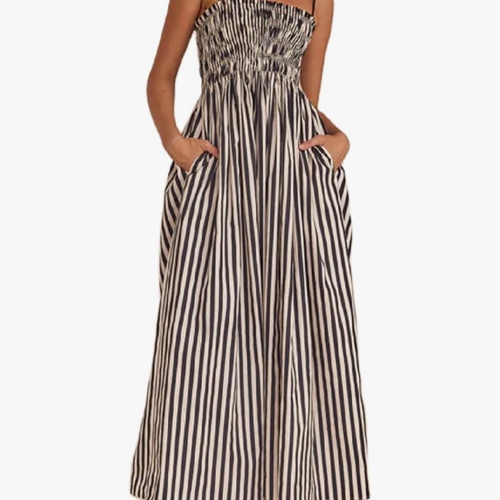 Striped Black & White Maxi Dress
